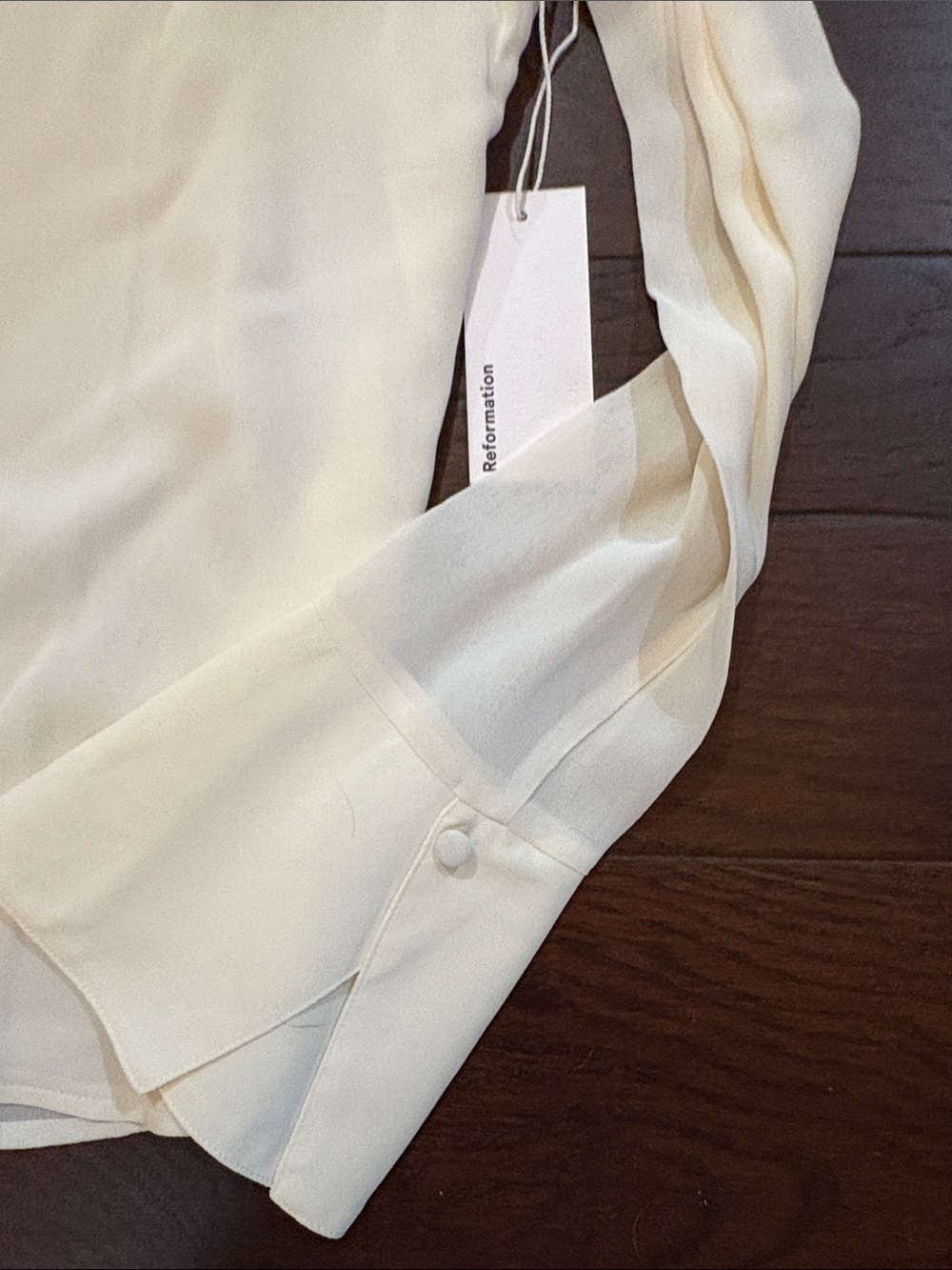 Reformation Cream Button-Front Silk Shirt size large - Picture 6 of 9